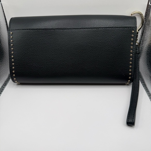 Henri Bendel Black Clutch Wristlet with Beaded Floral Accents Rare - Picture 2 of 9